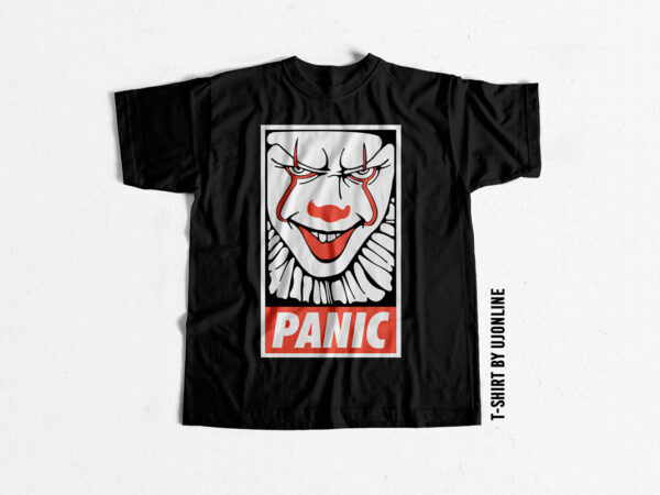 Panic t shirt design for download – horror t shirt design – joker t shirt design