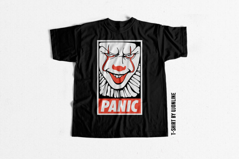 PANIC T shirt design for download – Horror T shirt design – Joker t shirt design