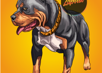 PNG illustration Rottweiler Dog cartoon artwork for sale t shirt illustration