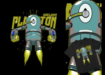 PLANKTON ROBOT, BIKINI BOT WAR FUNNY CARTOON DESIGN