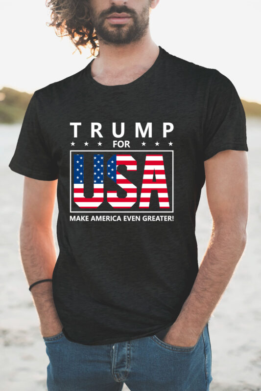 Trump for USA, Slogan T-Shirt Design Campaign with Flag