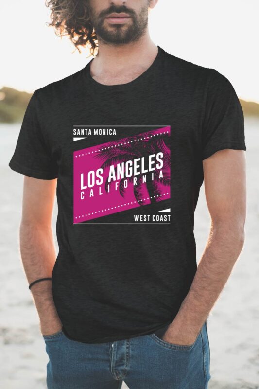 Los Angeles California Tropical T-Shirt Design