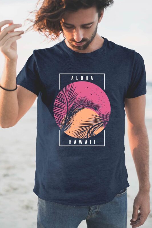 Aloha Hawaii Tropical Paradise Sunset T-Shirt Design