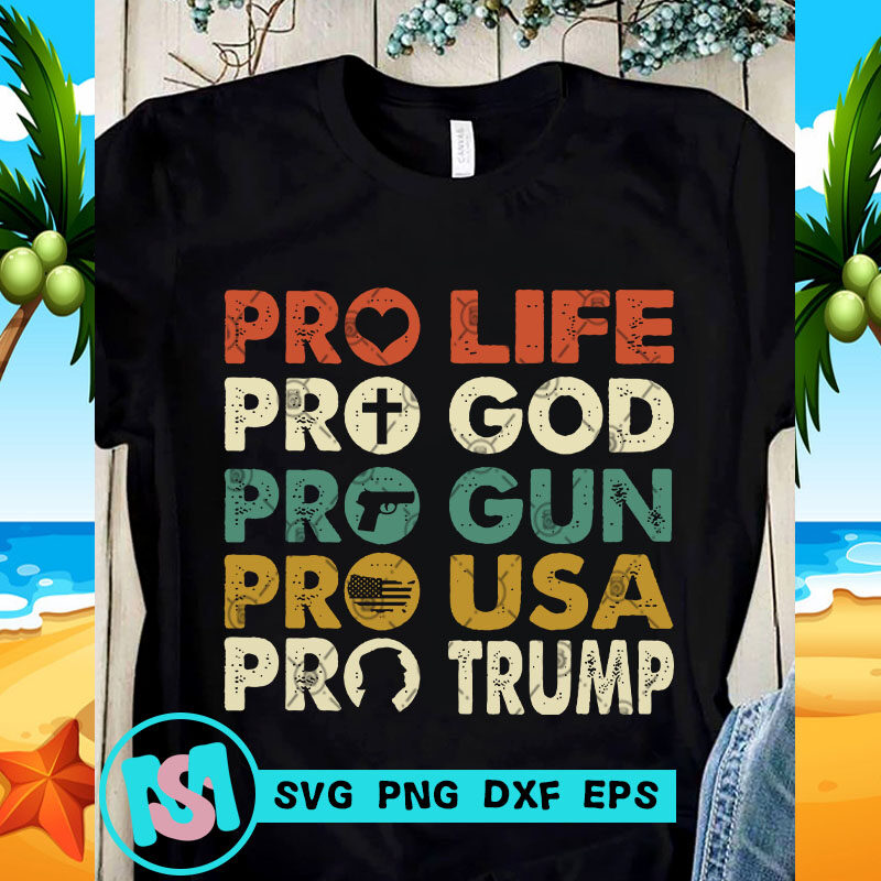 Pro Life Pro God Pro Gun Pro Usa Pro Trump SVG, Trump SVG, 4th July SVG
