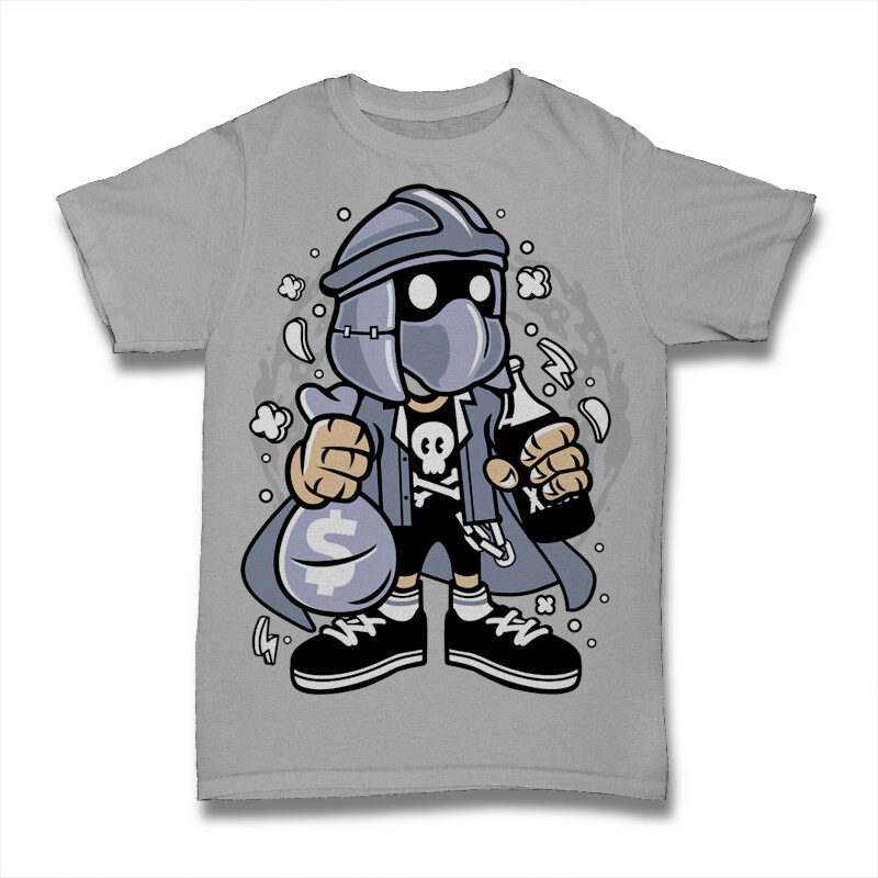 39 Pop Culture Cartoon Tshirt Design Bundle #2