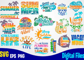 18 designs bundle, Summer designs, Summer, Tropic, Funny Summer design svg eps, png files for cutting machines and print t shirt designs for sale t-shirt