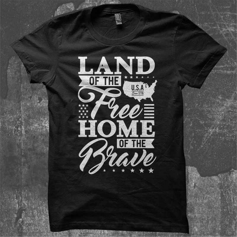 Typography – Land Of The Free Home Of The Brave