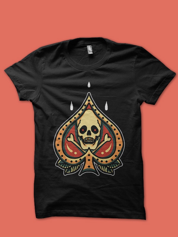 ace skull tshirt design for sale