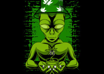 alient marijuana tree t shirt vector