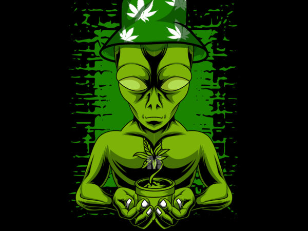 Alient marijuana tree t shirt vector