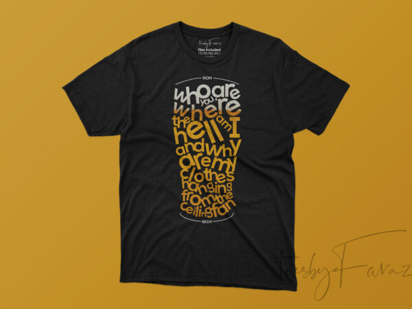 Words scattered in beer glass cool t shirt design
