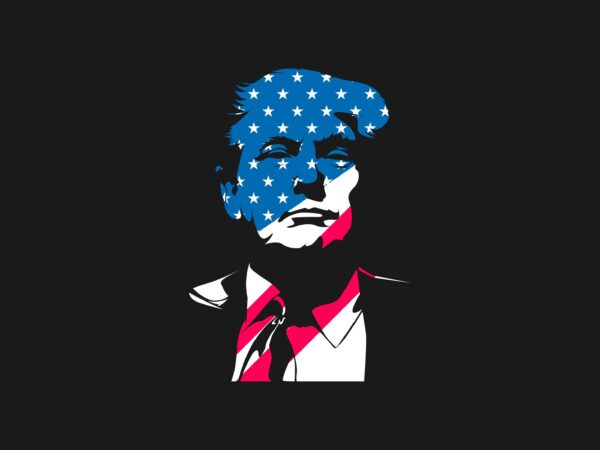 Donald trump with american flag vector t-shirt design