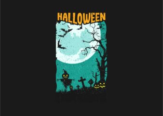 Halloween Illustration Silhouette, T shirt Design Eps Svg Png
