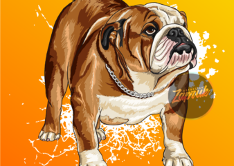 PNG Bull Dog cartoon illustration artwork – tshirt design for sale