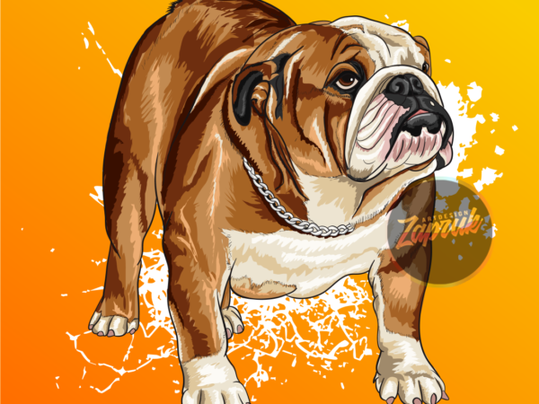 Png bull dog cartoon illustration artwork – tshirt design for sale