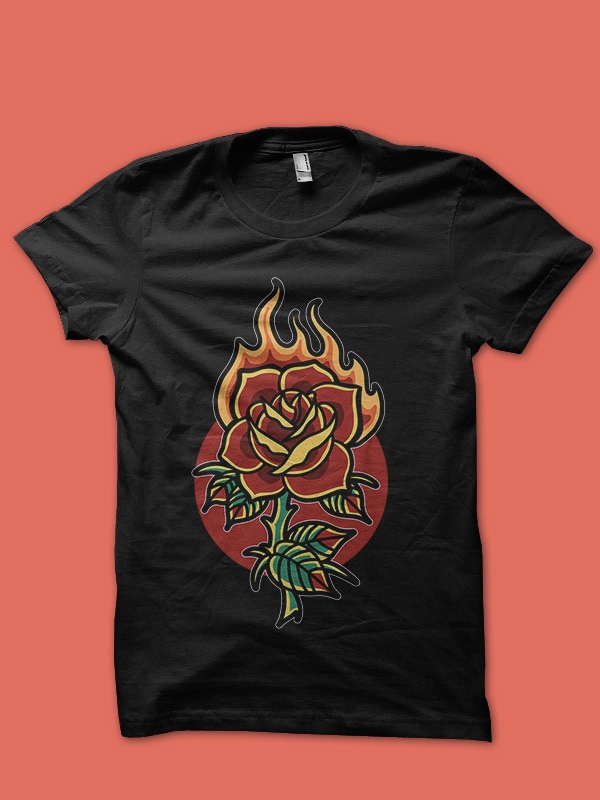 burning rose 2 tshirt design ready to use