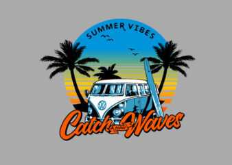 catch some waves t shirt vector file