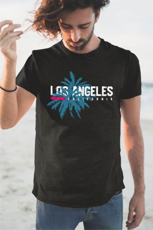 Los Angeles California Graphic T-sihrt, Vector Eps Svg Png - Buy t ...