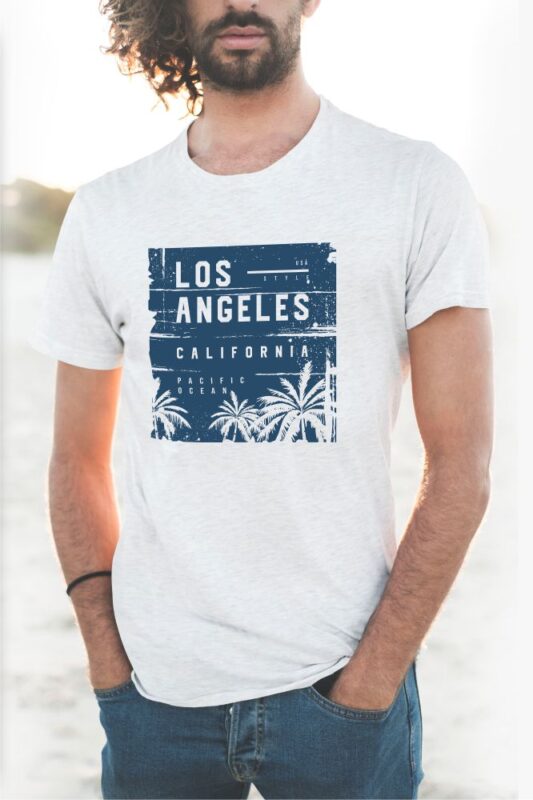 Los Angeles T-shirt Design. California Pacific Ocean
