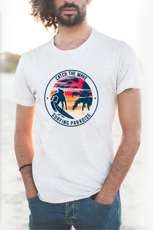 Surfing Paradise Sunset T-shirt Design Vector. eps svg png