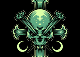 skull cross t-shirt design for sale