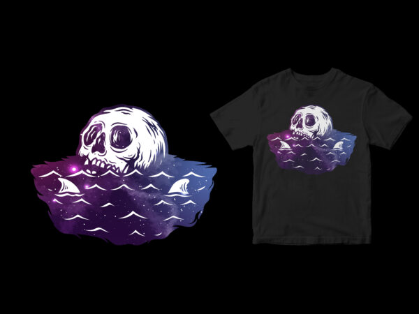 Dead in space or sea, summer cartoon design tshirt