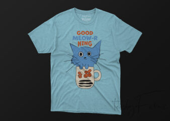 Good Meowrning Cat t shirt design for sale