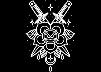 rose dagger 2 print ready tshirt design