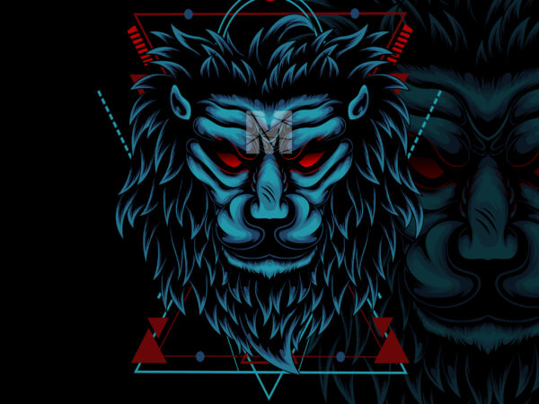 Lion geometric t shirt vector graphic
