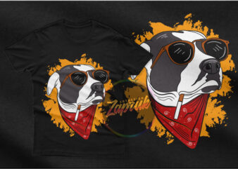 Cool dog wear bandana glasess vector – tshirt design for sale