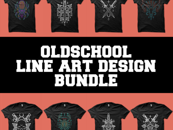 Oldschool line art design bundle tshirt design
