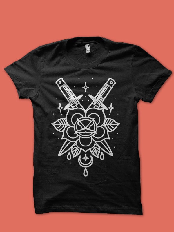 rose dagger 2 print ready tshirt design