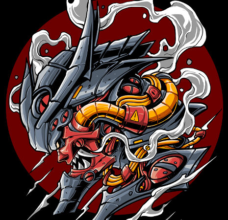 Mecha samurai t shirt designs for sale