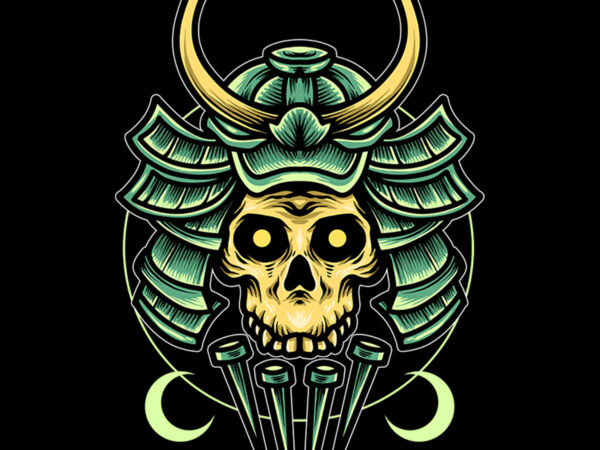 Samurai skull design for t-shirt