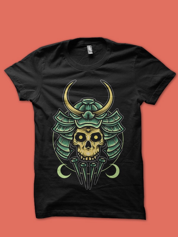 samurai skull design for t-shirt