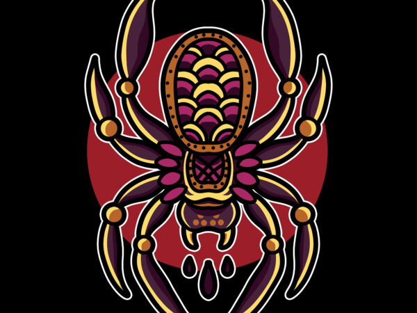 Oldschool spider tshirt design for sale