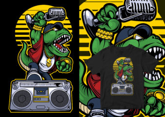 rapp t-rex hype, funny dinosaurs concert cartoon design tshirt