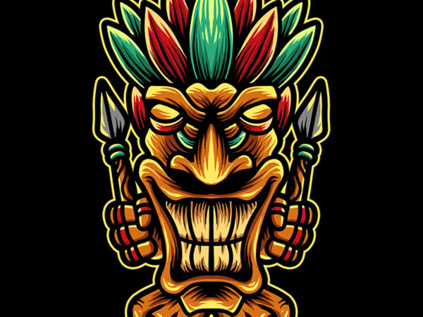 Tiki totem design for t-shirt