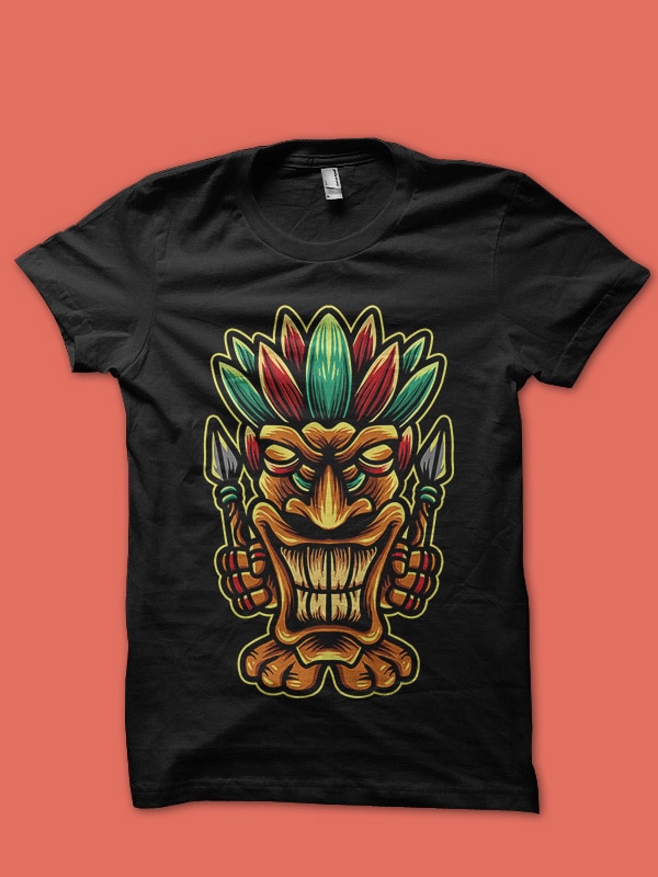 tiki totem design for t-shirt