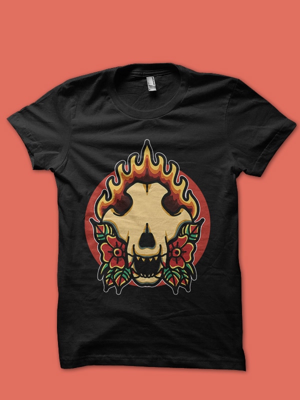 wolf skull tshirt design