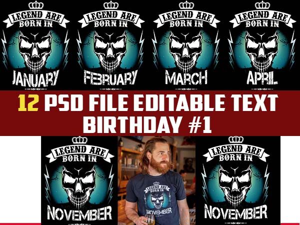 12 birthday part1 pskull zodiac tshirt design bundle psd editable text update resolution 4.500x5.400 pixel