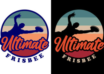 Ultimate Frisbee Layout Logo Vintage Sunset t shirt vector graphic