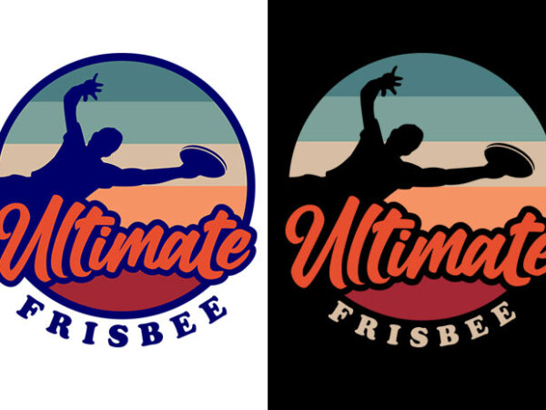 Ultimate frisbee layout logo vintage sunset t shirt vector graphic