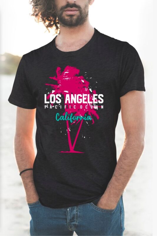 60 Surf Tropical Paradise T-shirt Design Vector Bundle. Surfing Beach, Outdoor and Travel Tee Shirt Pack. California, Los Angeles, Miami, Florida, Hawaii, Surf Rider Club.