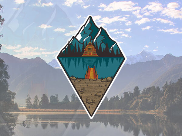 Mountain and lake t-shirt design