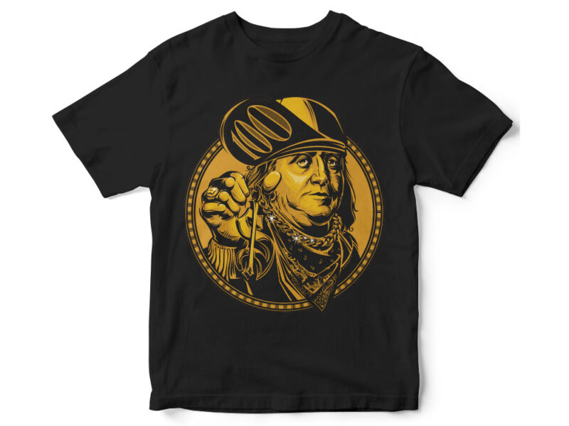 Golden coin Benjamin Franklin the hype Tshirt design