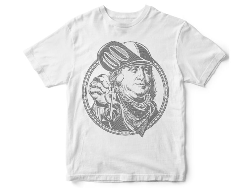 CIRCLE ENGRAVING Benjamin Franklin retro hype design tshirt png