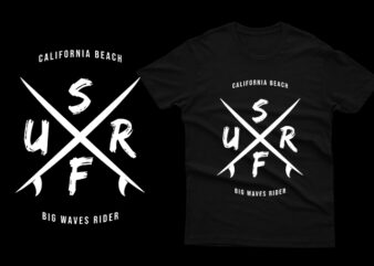 california beach surf big waves rider t shirt vector file