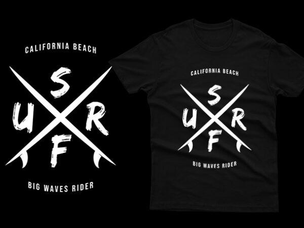 California beach surf big waves rider t shirt vector file