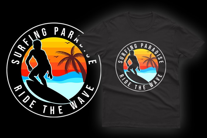 65 Surf Paradise Tshirt design , summer, surfing beach, outdoor and travel tee shirt pack. california, los angeles, miami, florida, hawaii, surf rider club